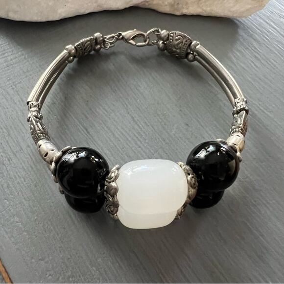 Polished Stones Silver Tone Bracelet - Picture 7 of 9